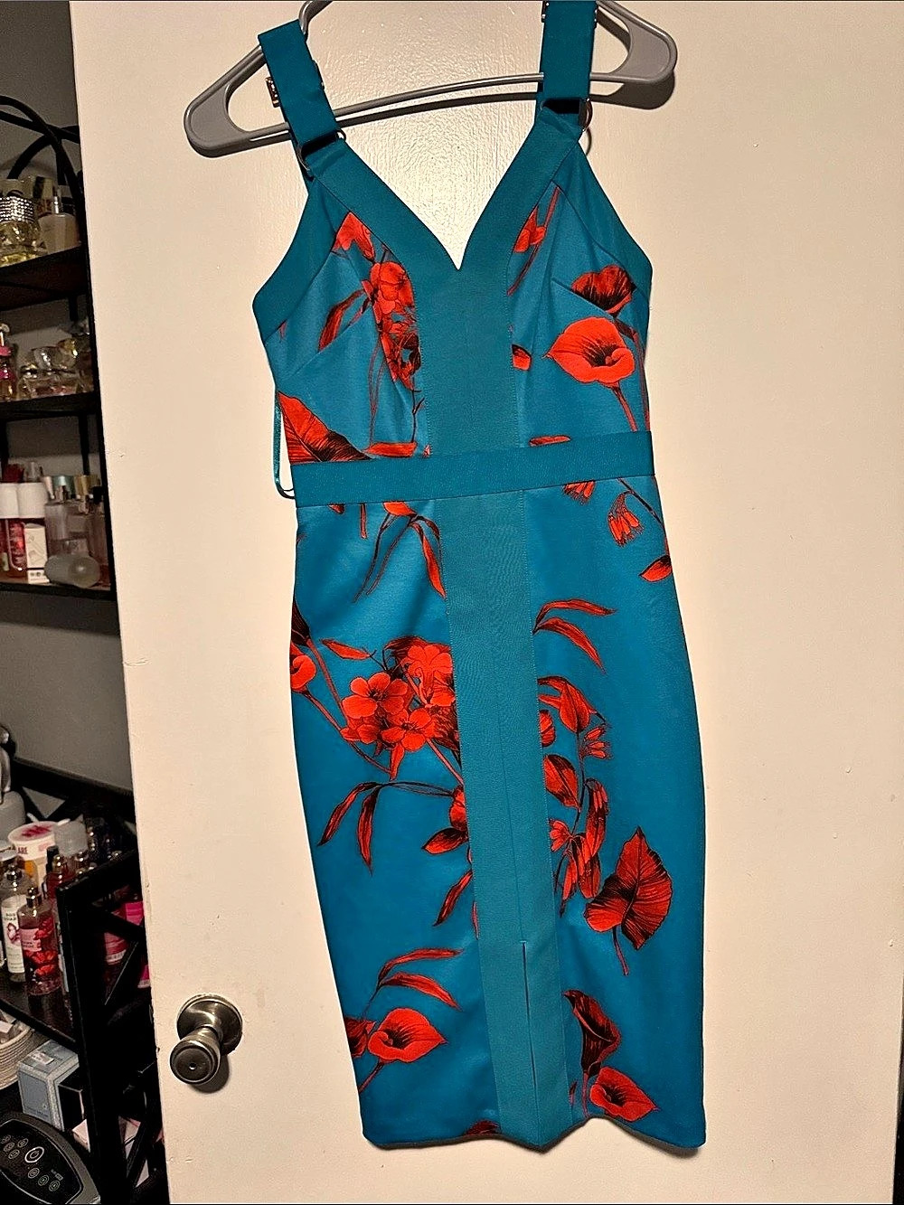 Ted Baker Floral Jumpsuit in Blue & Red Size Medium Like New